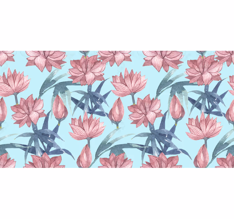 Floral roller blind in blue watercolor flowers - TenStickers