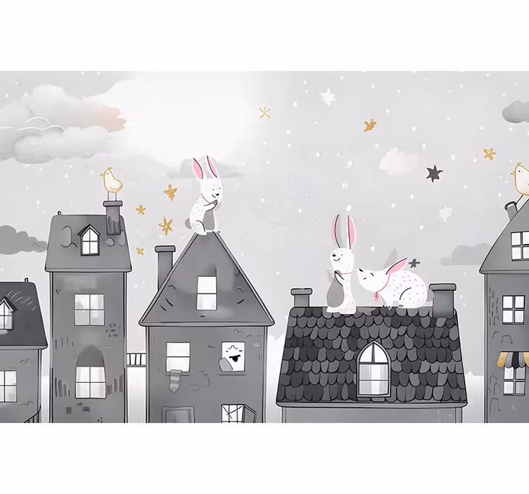 Nursery roller blind bunnies at night - TenStickers