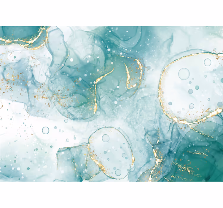 Textured roller blind in turquoise and gold marble - TenStickers