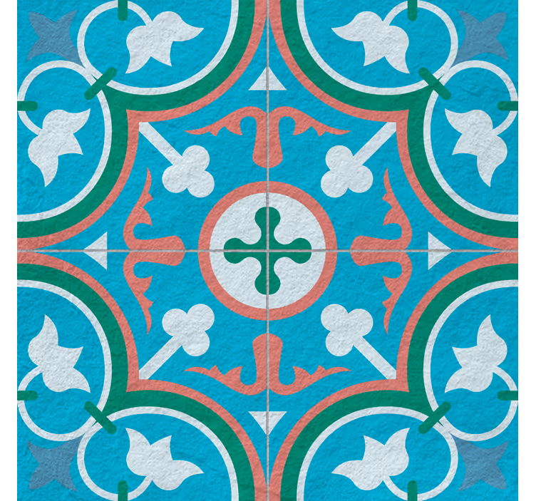 Vintage roller blind in blue hydraulic tile - TenStickers