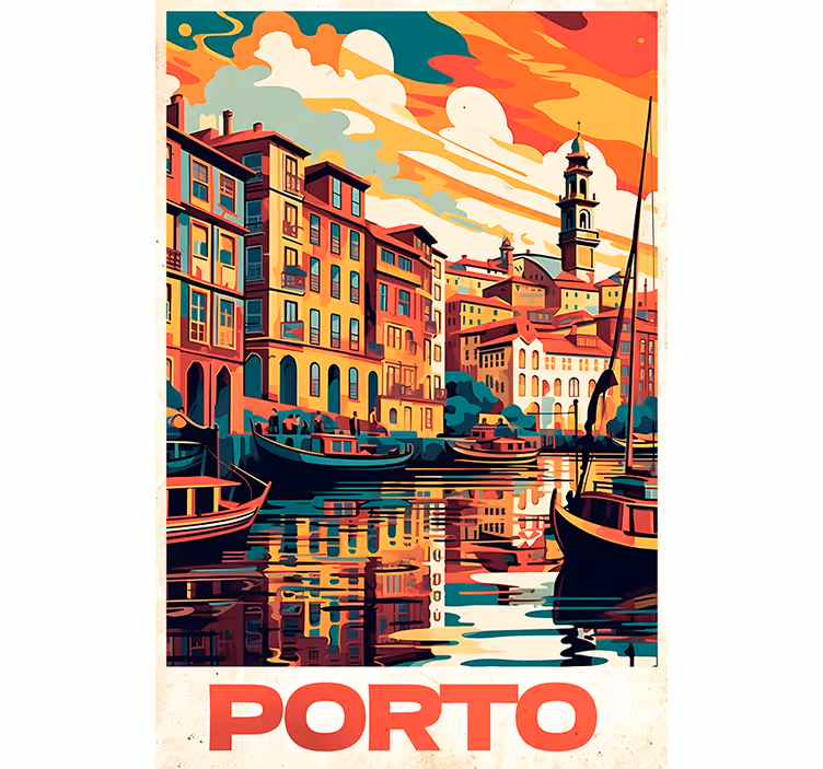Vintage roller blind oporto vintage poster - TenStickers