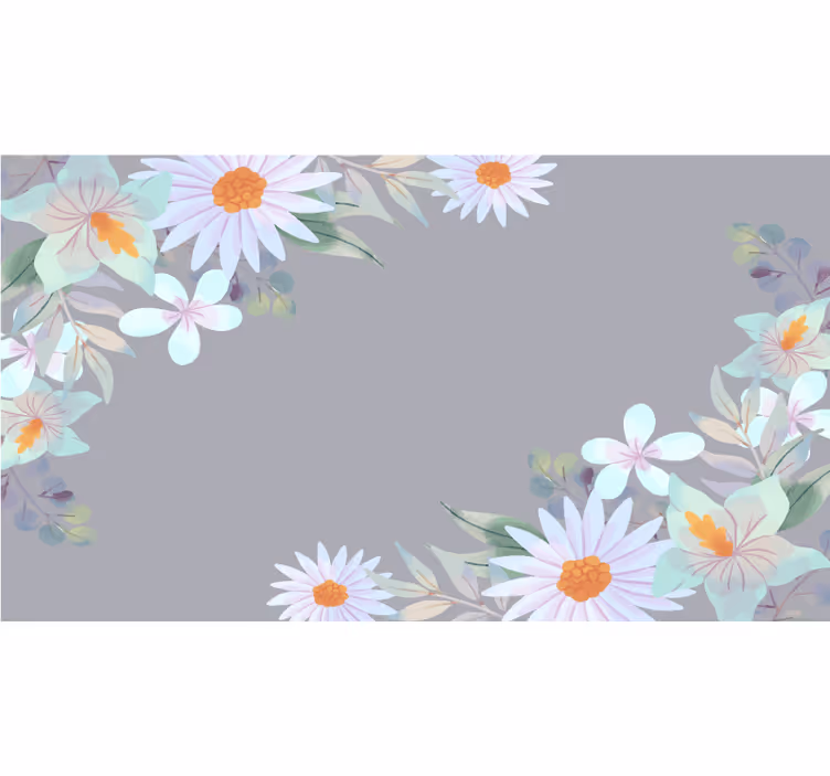 Grey roller blind with gray and blue watercolor flowers - TenStickers