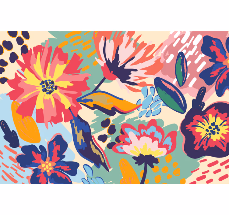 Bathroom roller blind modern painted flowers - TenStickers