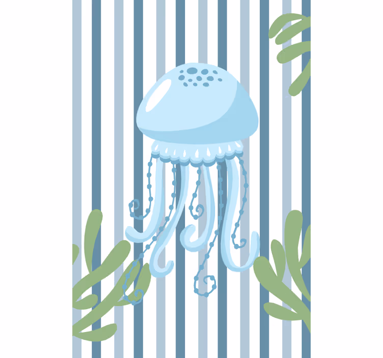 Bathroom roller blind featuring blue jellyfish design - TenStickers