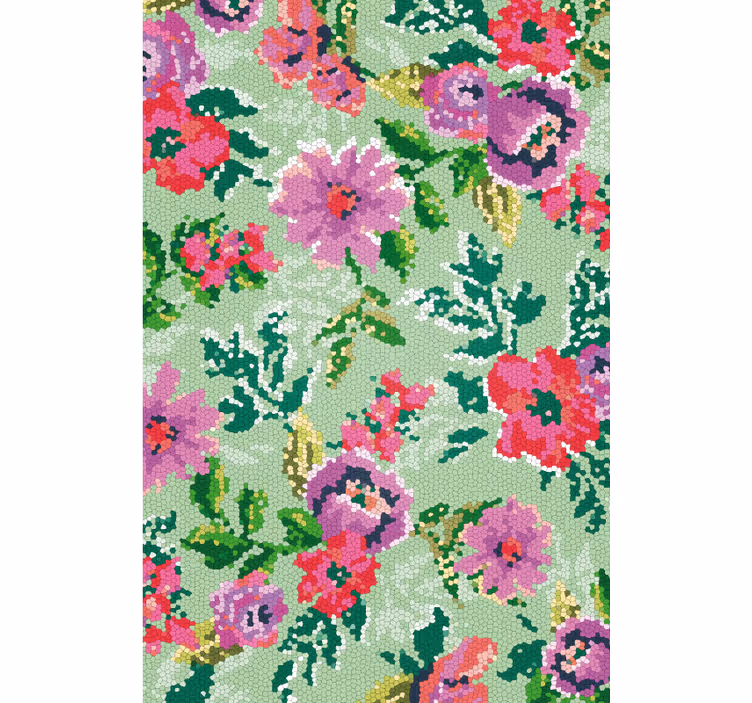 Bathroom roller blind diverse flower mosaic - TenStickers