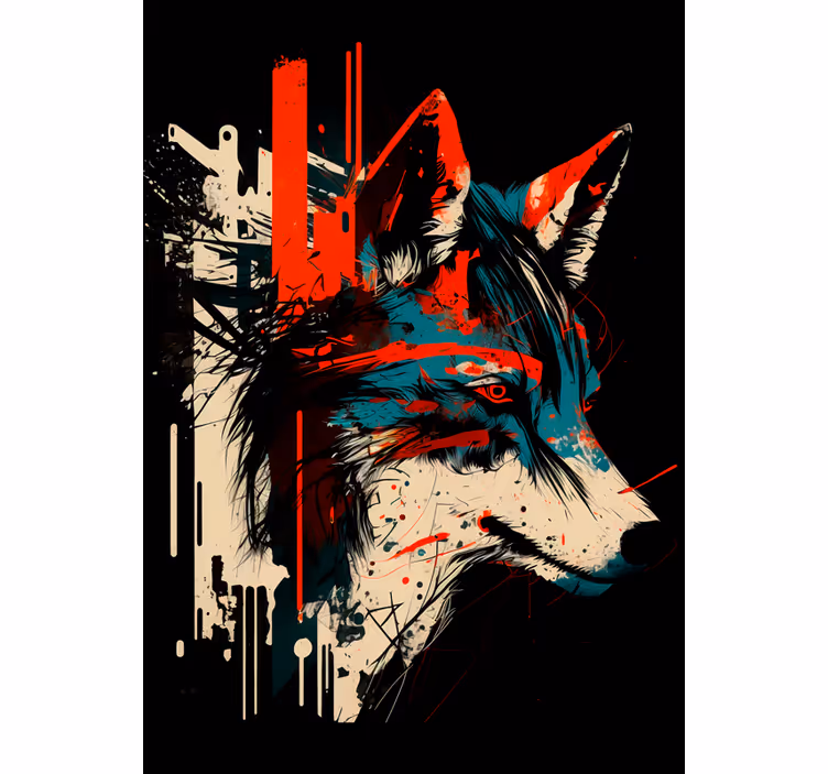 Teenage roller blind abstract wolf design - TenStickers