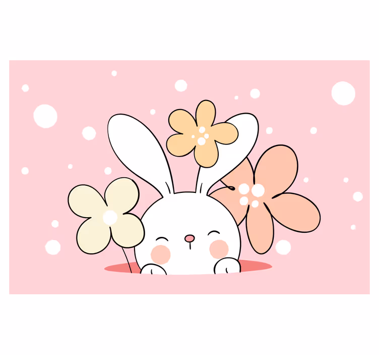 Fun roller blind rabbit on dotted background - TenStickers