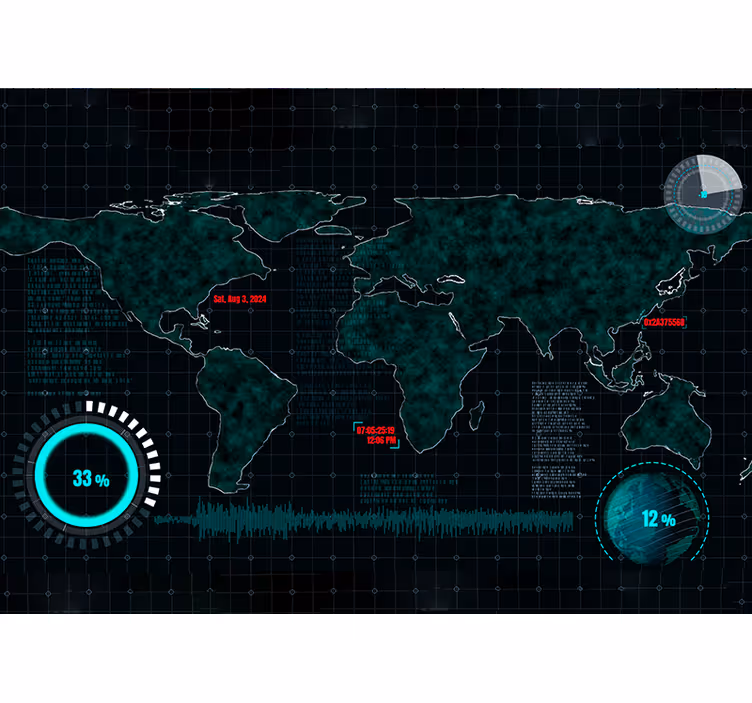 World map roller blind featuring a futuristic design - TenStickers
