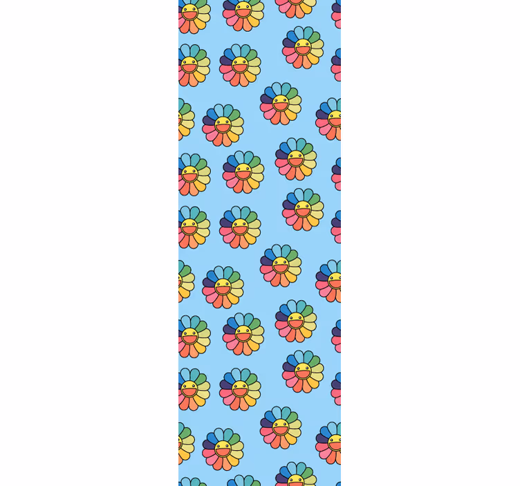 Teenage roller blind colorful flowers happy faces - TenStickers