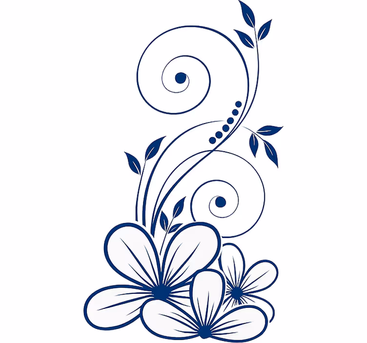 Floral roller blind floral swirl in blue - TenStickers
