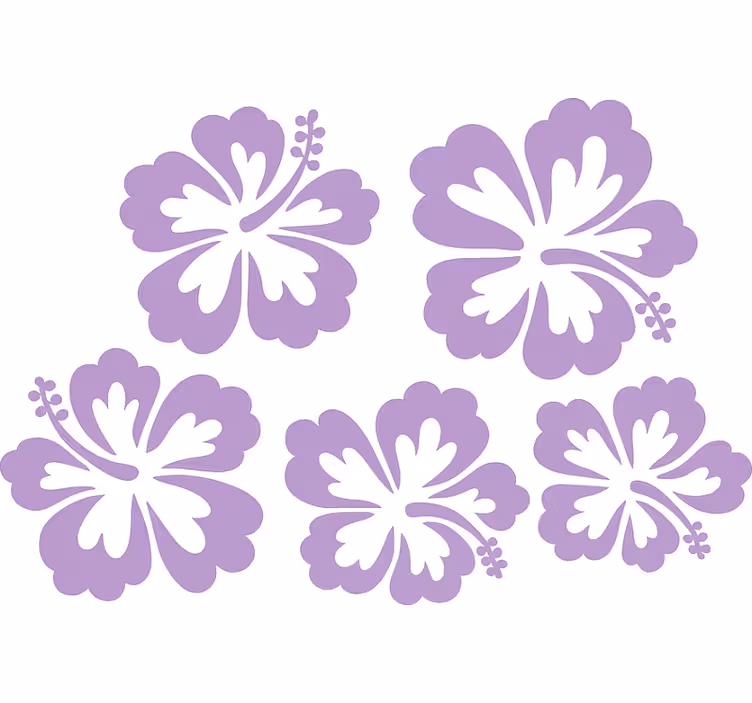 Floral roller blind lilac hibiscus flowers silhouette - TenStickers