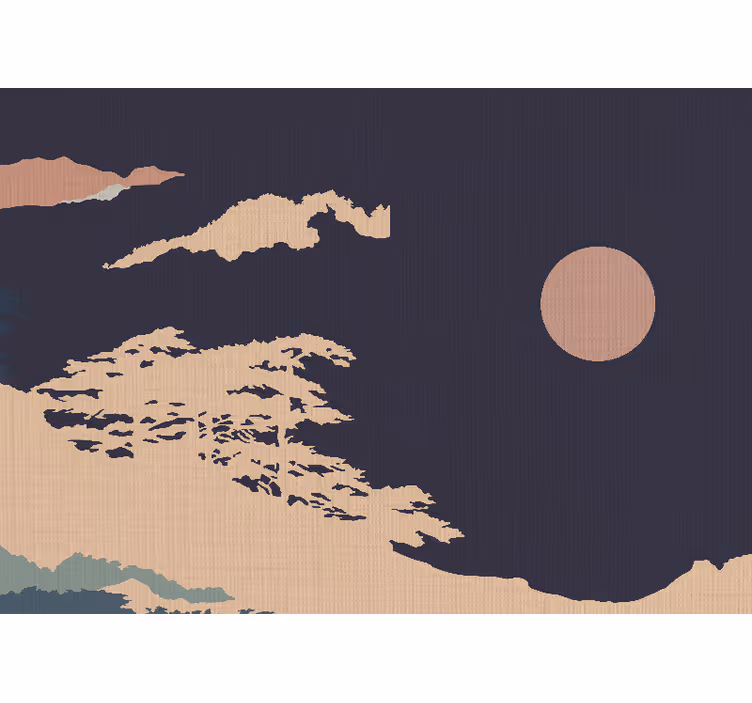 Rustic roller blind in japandi dark forest style - TenStickers