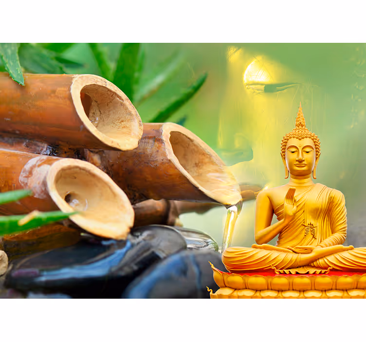 Zen roller blind golden buddha with water cane - TenStickers