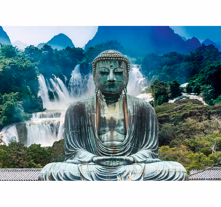 Zen roller blind serene buddha waterfall - TenStickers