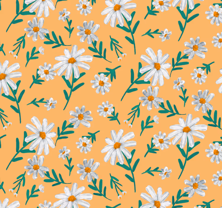 Orange roller blind with daisy flower yellow background - TenStickers