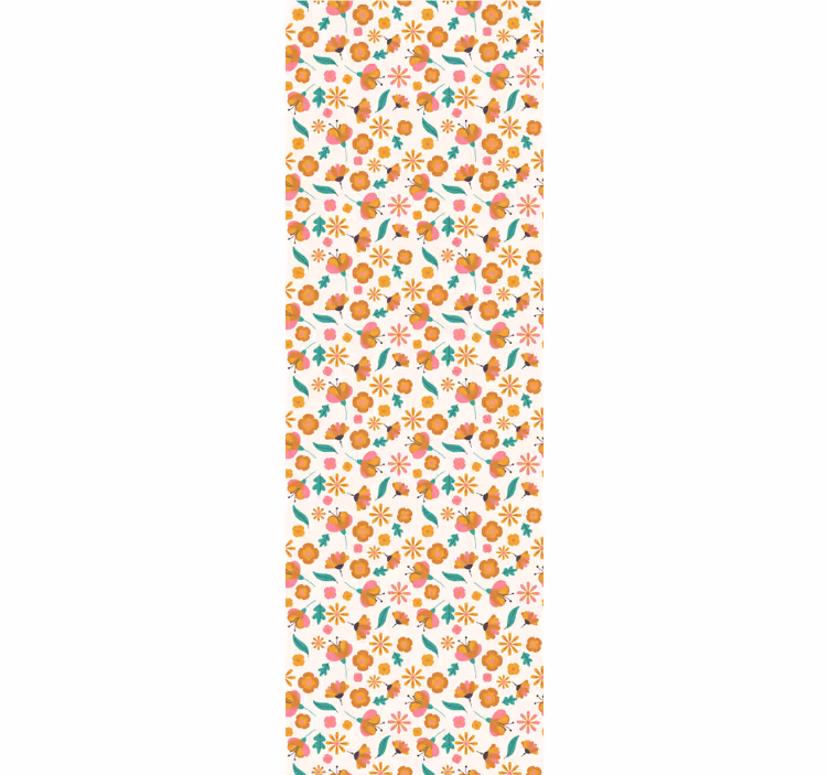 Orange roller blind with orange blossoms - TenStickers