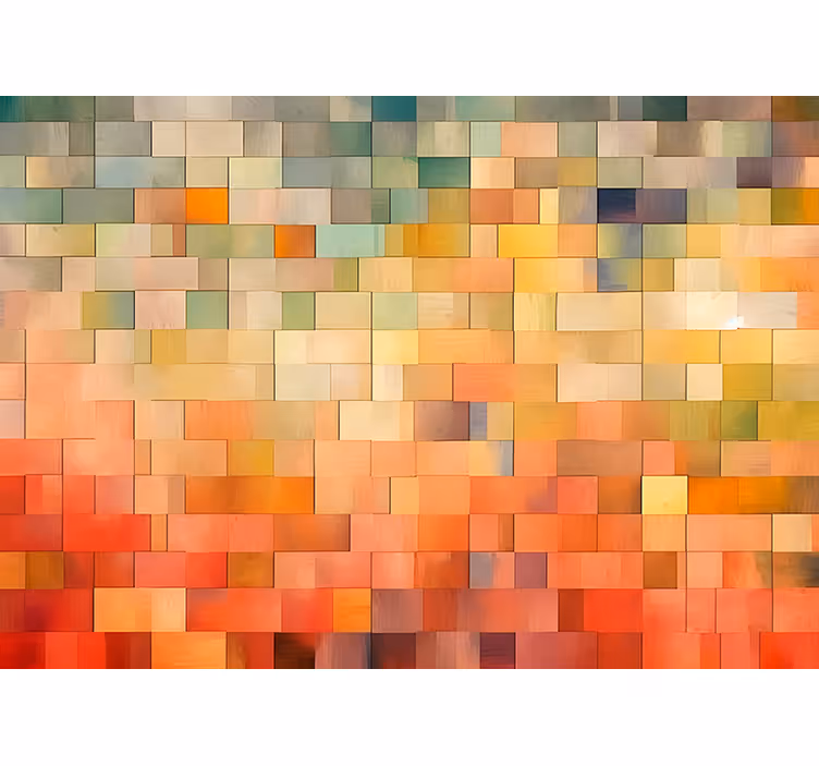 Orange roller blind with color blocks - TenStickers
