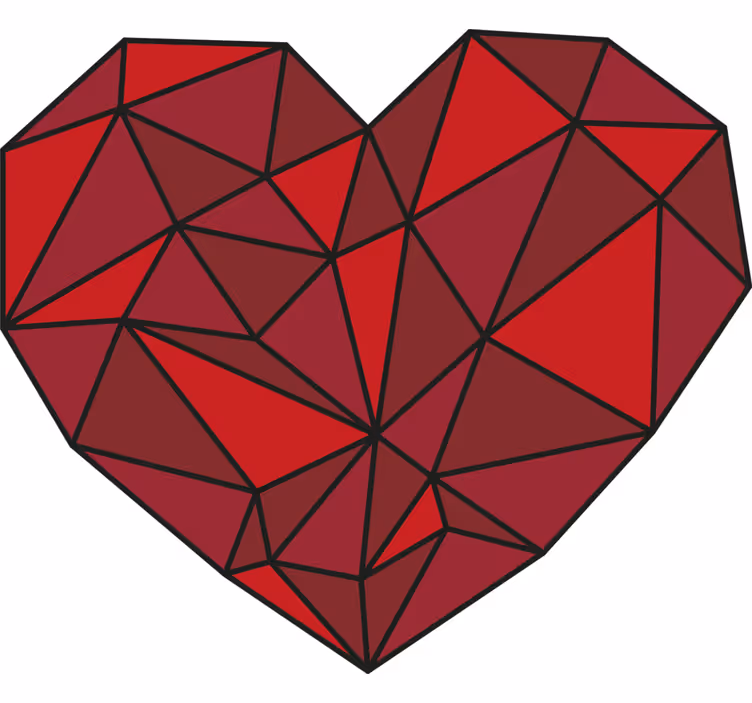 Red roller blind with geometric heart design - TenStickers
