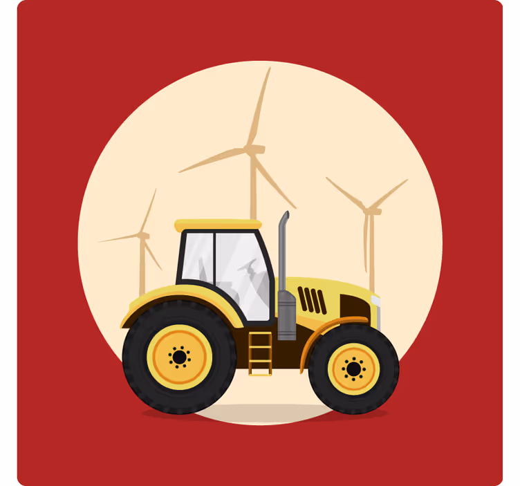 Red roller blind yellow and red tractor - TenStickers