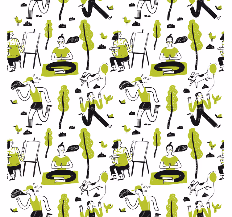 Outdoor roller blind healthy living doodle set - TenStickers
