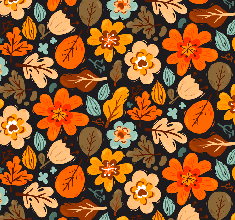 Outdoor roller blind with elegant orange flowers - TenStickers