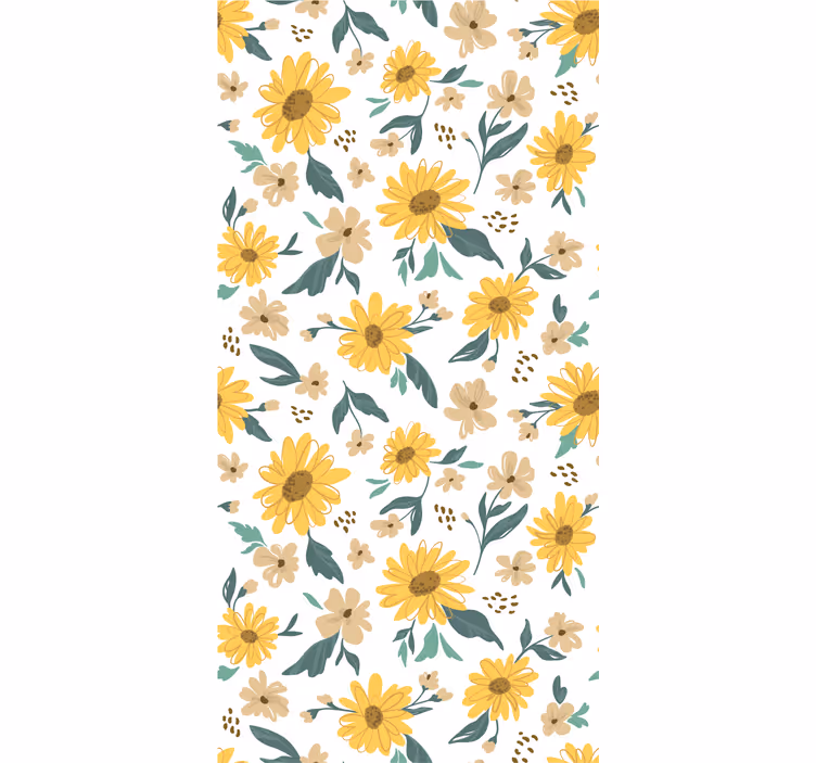 Outdoor roller blind with hand-drawn sunflower design - TenStickers