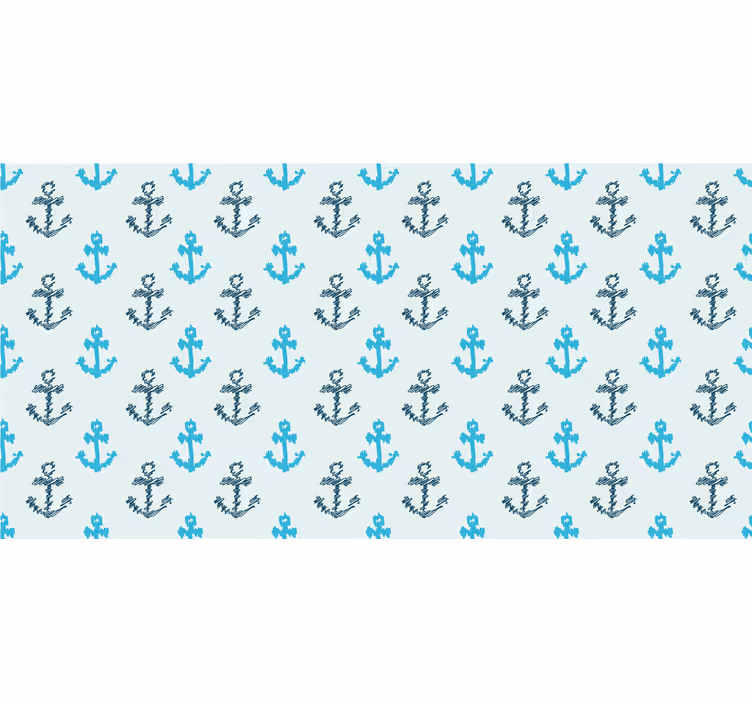 Bathroom roller blind with distorted blue anchors pattern - TenStickers