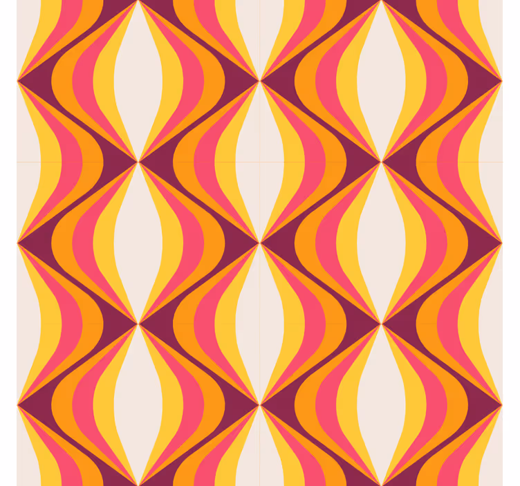 Traditional roller blind retro orange wave - TenStickers