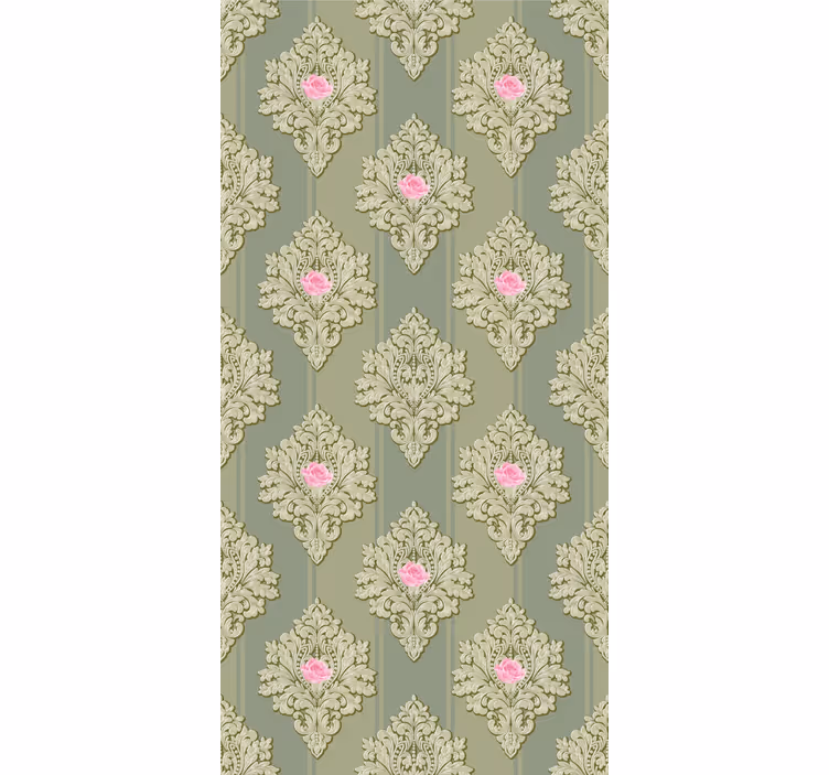 Traditional roller blind in french green vintage pattern - TenStickers