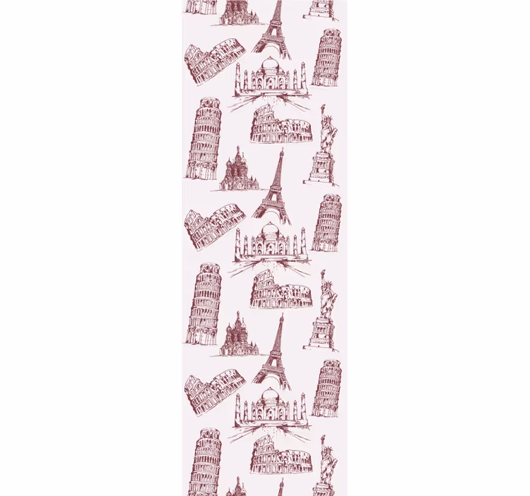Traditional roller blind most famous monuments pattern - TenStickers