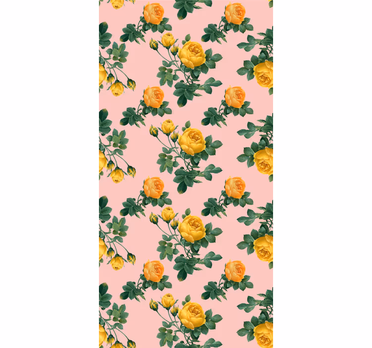Traditional roller blind with yellow roses and green leaves - TenStickers
