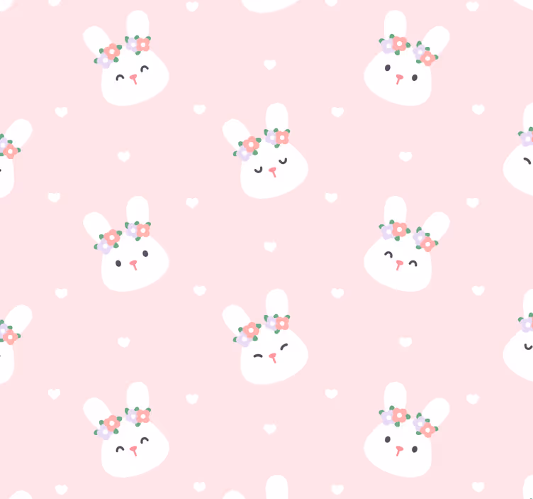 Nursery roller blind cute rabbits on pink background - TenStickers