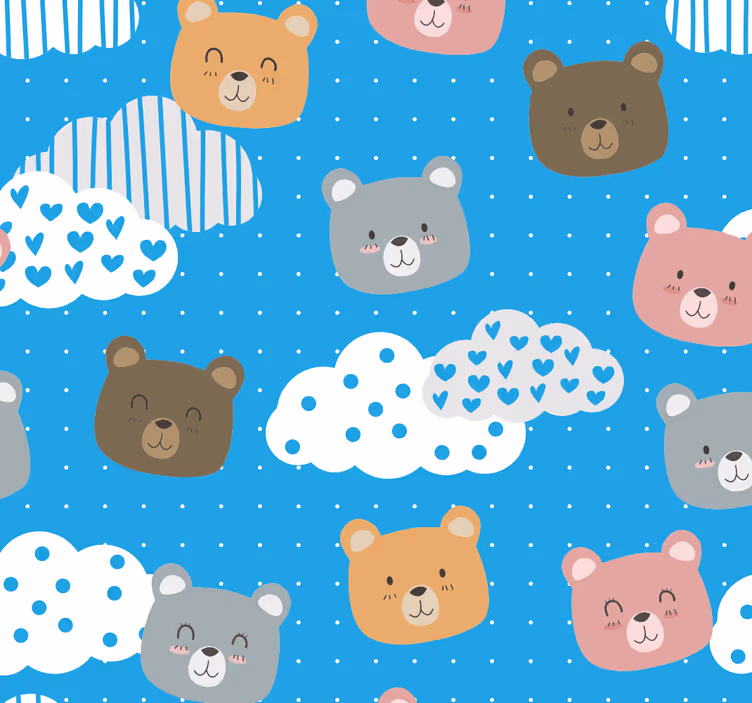 Nursery roller blind minimalistic bear smile blue - TenStickers