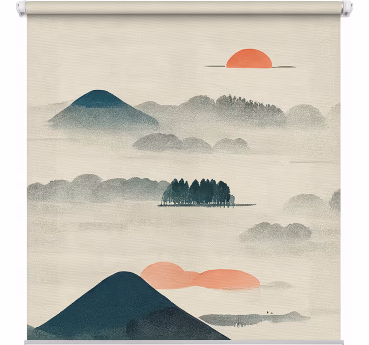 Bathroom roller blind with stylized mountain design - TenStickers