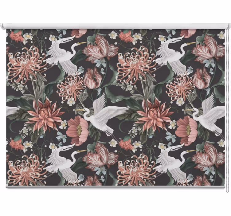 Balcony roller blind herons and flowers design - TenStickers