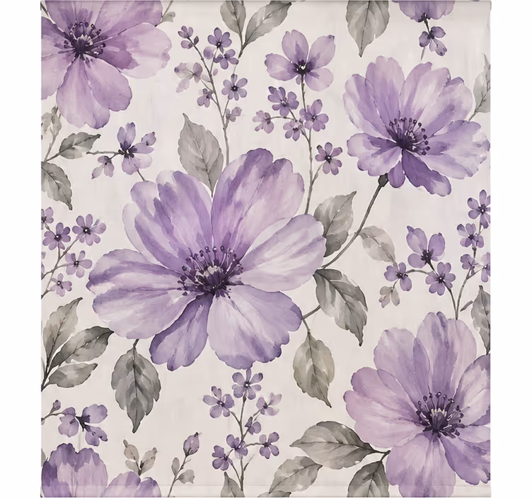 Purple roller blind with beautiful flowers - TenStickers