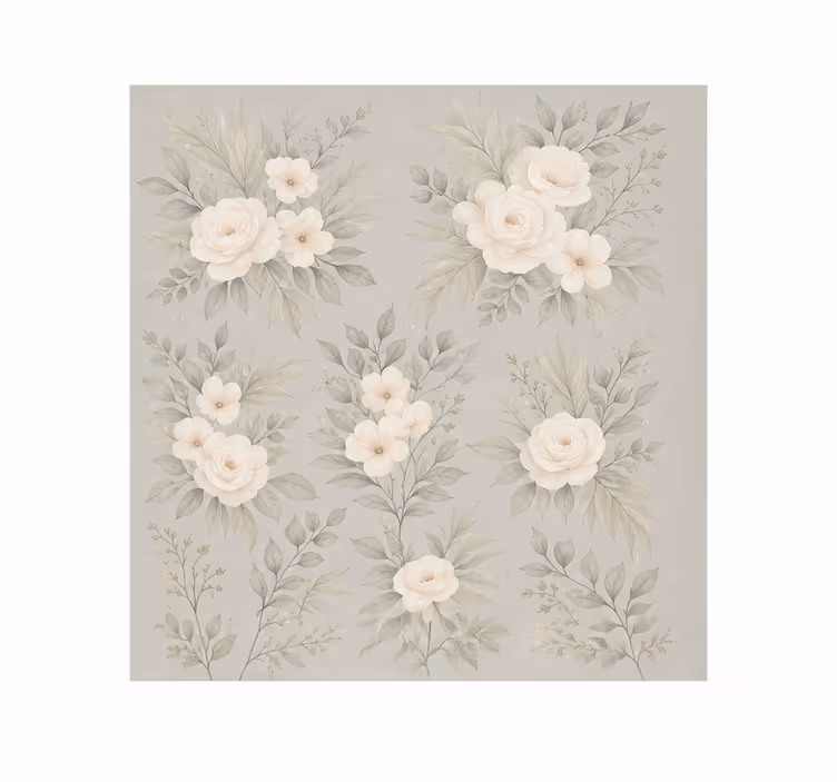 Grey roller blind with white roses - TenStickers