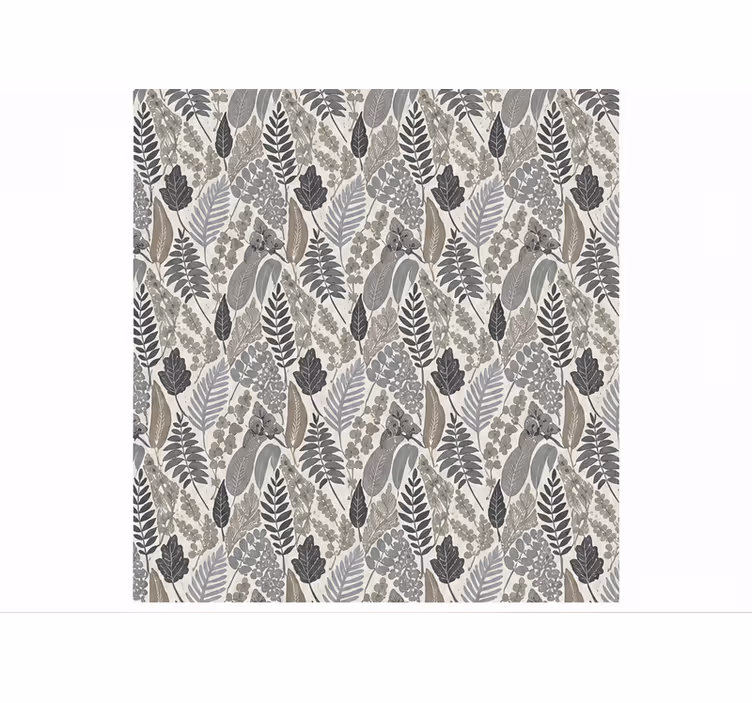 Grey roller blind with mixed leaf pattern - TenStickers