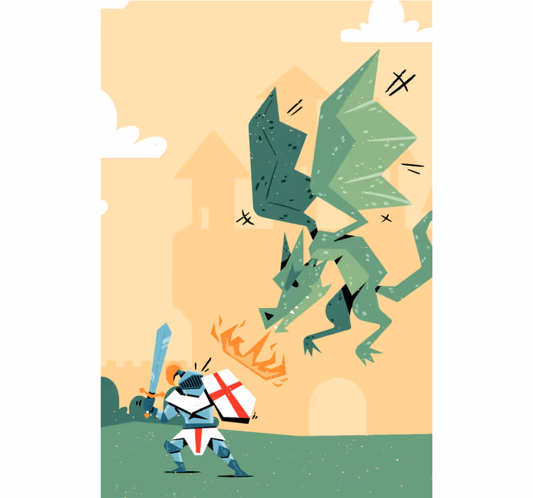 Knight Battles Dragon animals roller blind - TenStickers