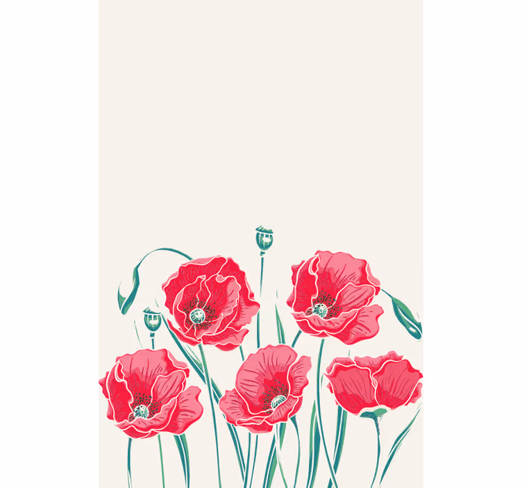 Red poppies Kitchen Flower blind - TenStickers