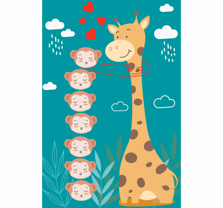 Giraffe Monkey Love animals roller blind - TenStickers