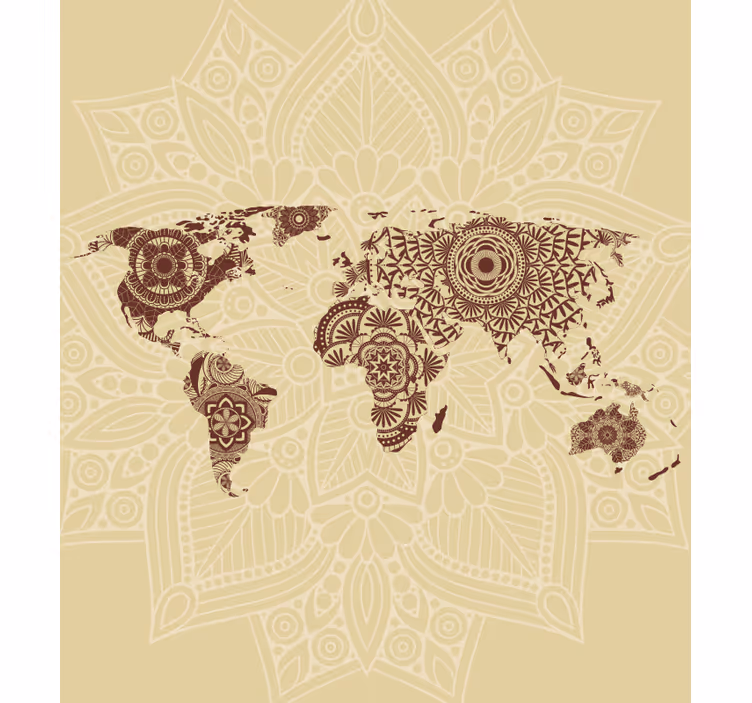 world map mandala style Elegant blind - TenStickers