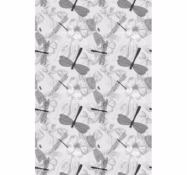 Roller blind flowers dragonflies and flowers - TenStickers