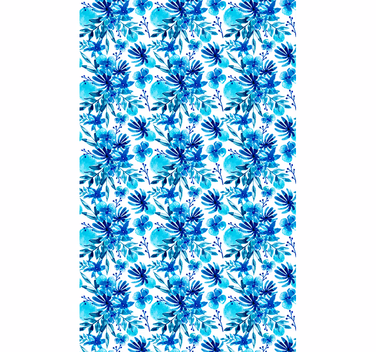 Vivid blue theme roller blind flowers - TenStickers