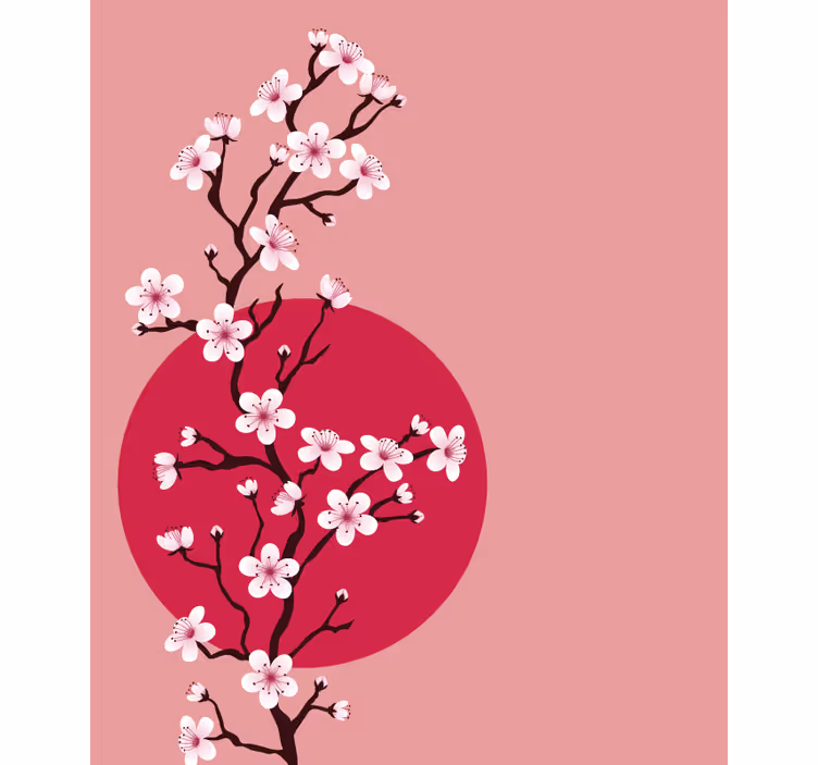 Sakura Blossom Stem roller blind flowers - TenStickers