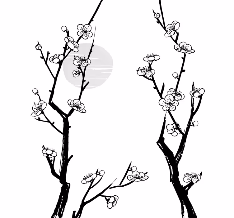 Blossoming Branches Silhouette roller blind flowers - TenStickers