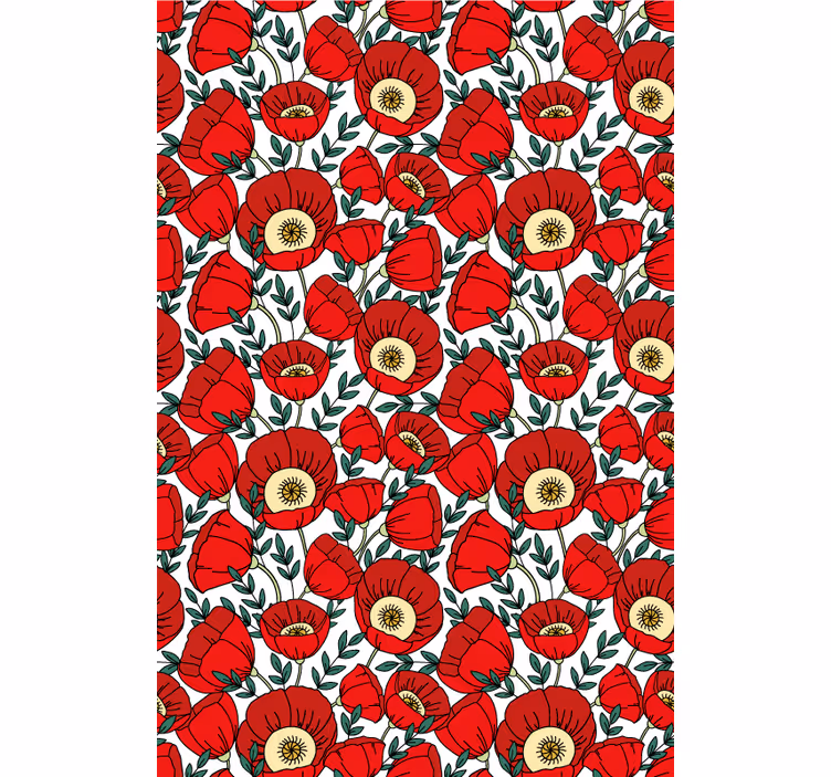 Red puppies pattern roller blind flowers - TenStickers