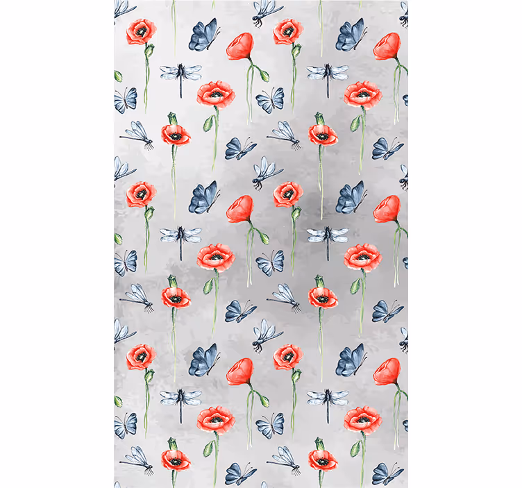 Puppies and insects roller blind flowers - TenStickers