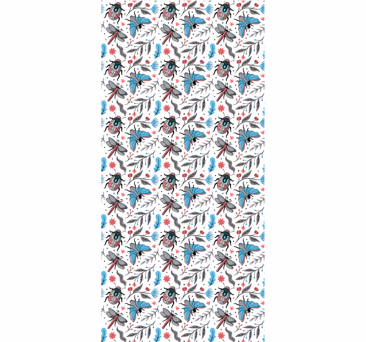 Winged insects and flora roller blind flowers - TenStickers