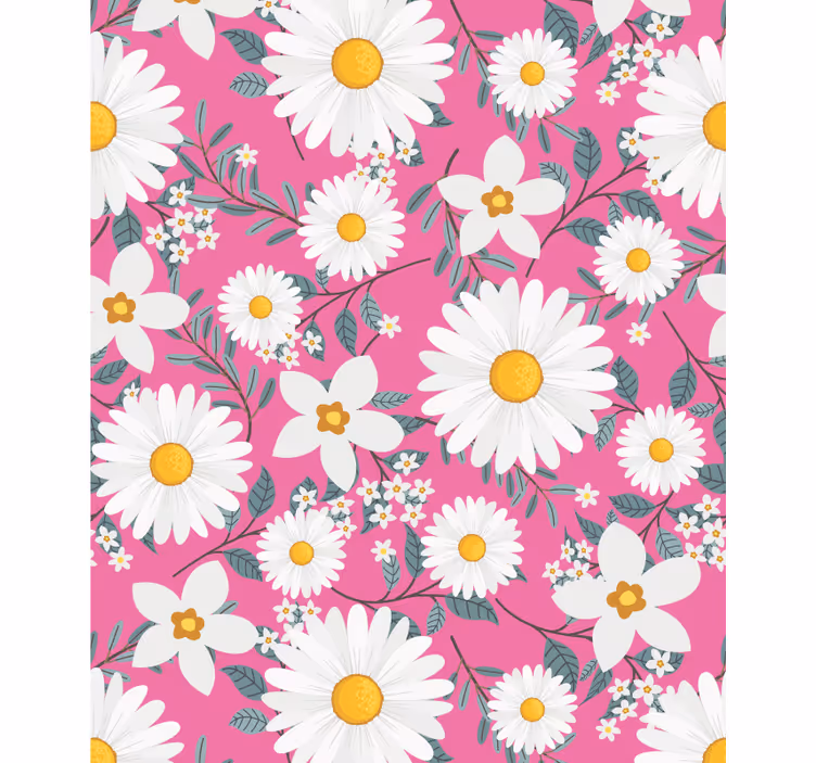 Pink daisies pattern roller blind flowers - TenStickers